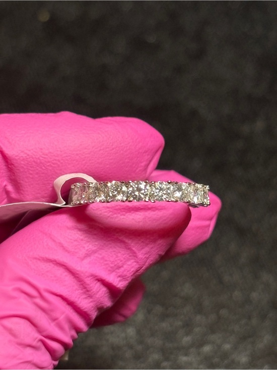 Moissanite Jewelry - .925 Sterling Silver 1ct. VVS Moissanite Tennis-Style Eternity Band Size 6